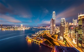 Beautiful city night, Hong Kong HD wallpaper