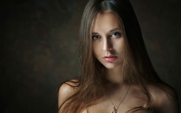 Beautiful long hair girl, portrait, lips Wallpapers Pictures Photos Images