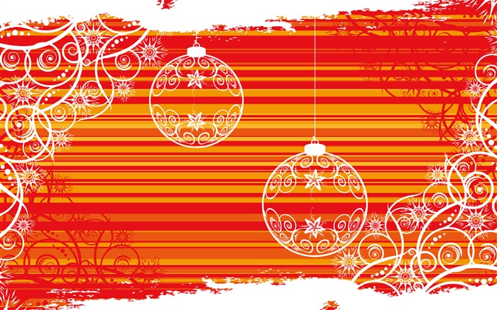 Christmas balls, white lines, red background, creative design Wallpapers Pictures Photos Images