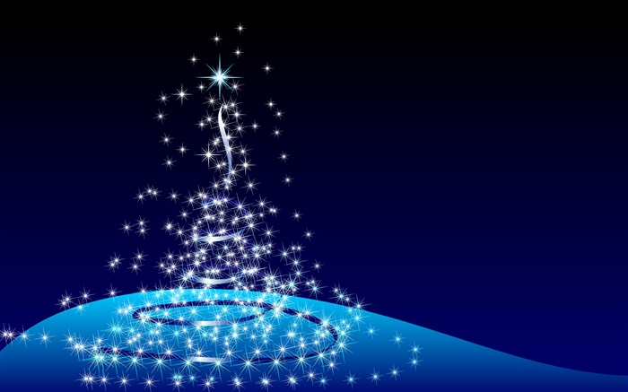Christmas design, abstract tree, stars, blue background Wallpapers Pictures Photos Images