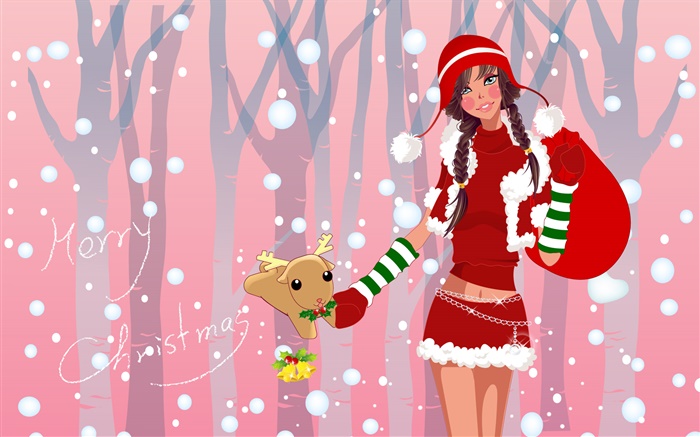 Christmas girl, vector illustration Wallpapers Pictures Photos Images