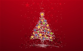 Christmas theme, colorful stars tree, creative pictures HD wallpaper