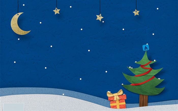 Christmas theme pictures, creative design, tree, gifts, stars, moon Wallpapers Pictures Photos Images