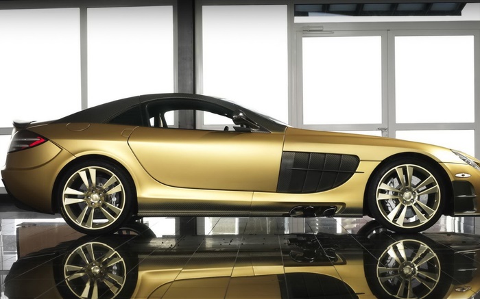 McLaren SLR Renovatio golden supercar side view Wallpapers Pictures Photos Images