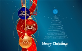 Merry Christmas, balls, tree, art pictures HD wallpaper