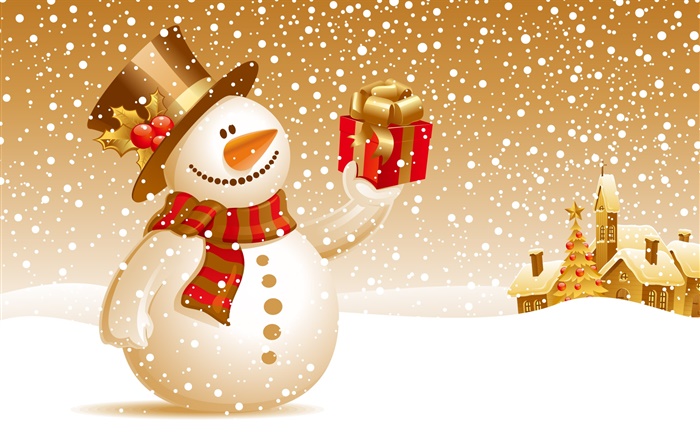 Snowman, gifts, Christmas theme pictures Wallpapers Pictures Photos Images
