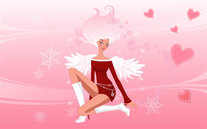 Vector illustration, fashion girl, wings, angel Wallpapers Pictures Photos Images