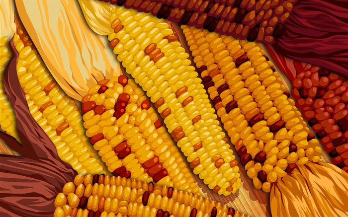Vector image, corn close-up Wallpapers Pictures Photos Images