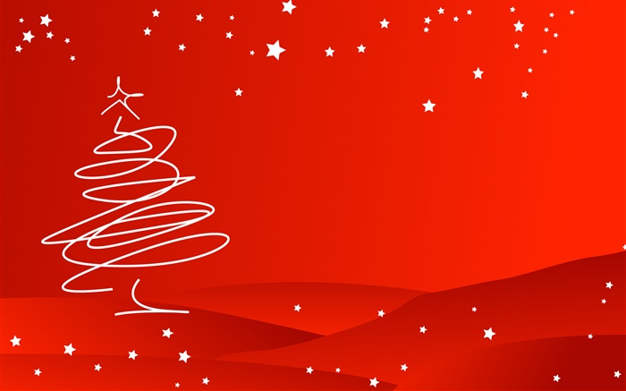 Christmas theme, simple style, tree, red background Wallpapers Pictures Photos Images