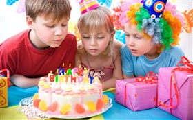 Cute children, birthday celebration HD wallpaper