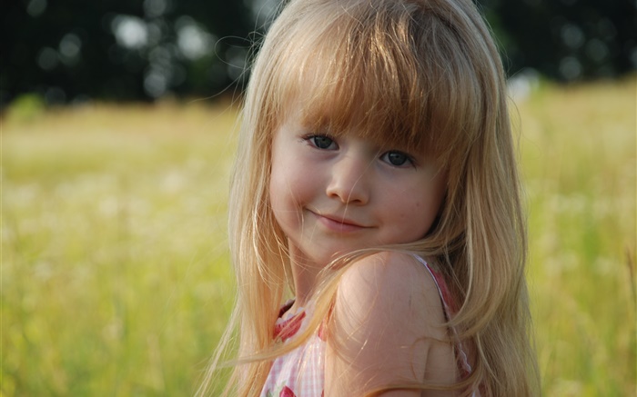 Cute little blonde girl, looking, eyes Wallpapers Pictures Photos Images