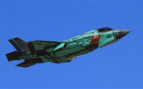 F-35A Lightning II fighter flight in sky HD wallpaper