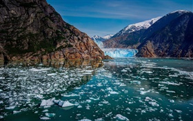 Glacier Bay National Park, Alaska, USA, mountains, glaciers, ice, lake HD wallpaper