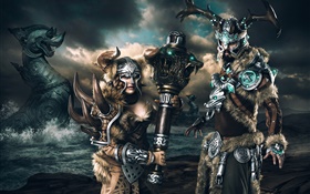 Guild Wars, Vikings, women and man HD wallpaper