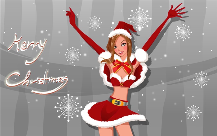 Merry Christmas, vector illustration, girl Wallpapers Pictures Photos Images