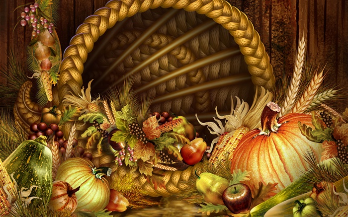 Thanksgiving theme, vegetables and fruits Wallpapers Pictures Photos Images