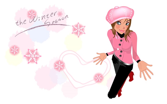 Winter season, vector girl Wallpapers Pictures Photos Images