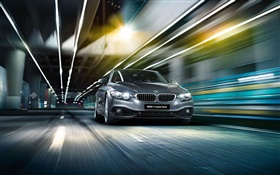 2015 BMW 4 series F32 silver car, high speed, light