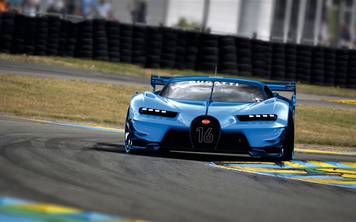 2015 Bugatti Vision Gran Turismo blue supercar front view Wallpapers Pictures Photos Images