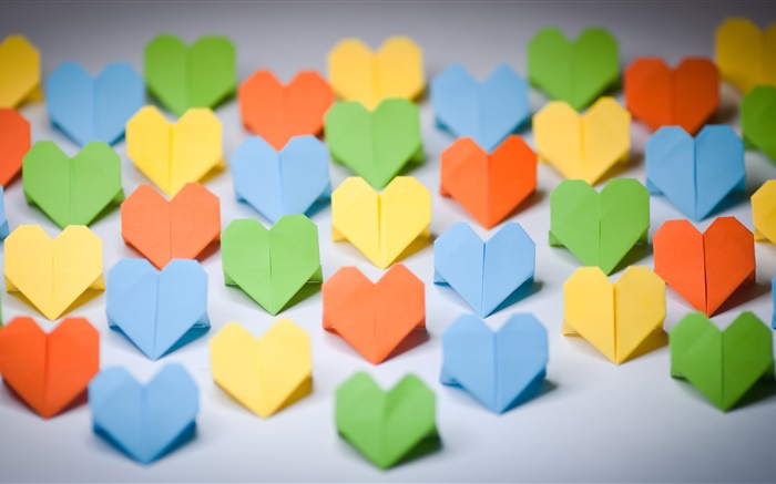 Colorful origami, love hearts, paper Wallpapers Pictures Photos Images
