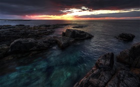Donegal, Ireland, sea, coast, dawn, sunrise, clouds HD wallpaper