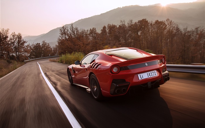 Ferrari F12 red supercar rear view Wallpapers Pictures Photos Images