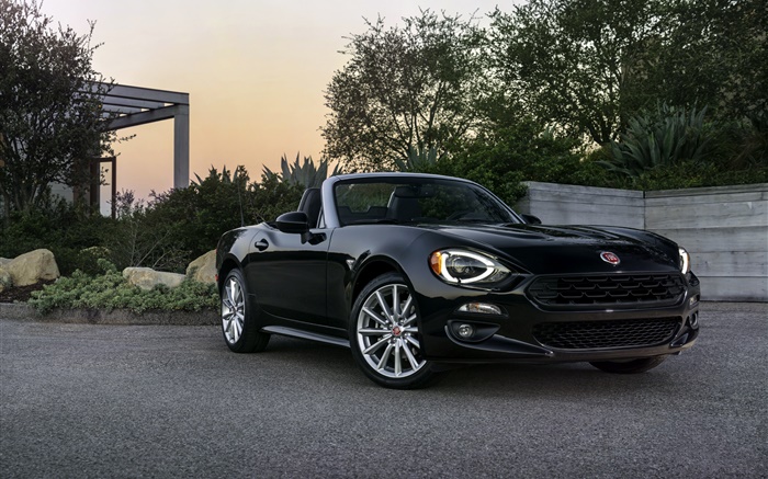 Fiat 124 Spider black roadster Wallpapers Pictures Photos Images