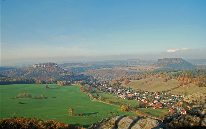 Germany, valley, town, trees, houses, mountains Wallpapers Pictures Photos Images