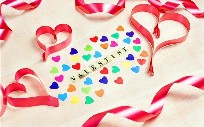 Happy Valentine's Day, love hearts, romantic, ribbon Wallpapers Pictures Photos Images