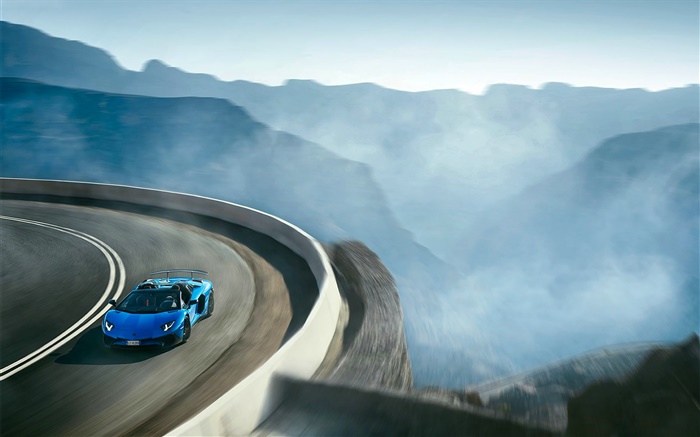 Lamborghini Aventador LP750-4 blue supercar, high speed Wallpapers Pictures Photos Images