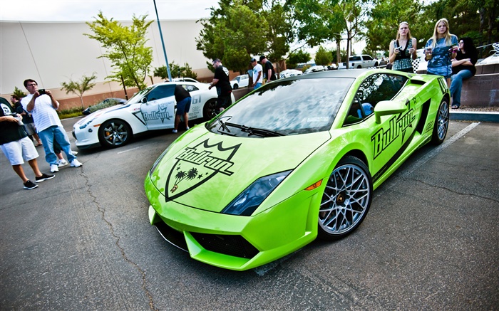 Lamborghini Gallardo green supercar front view Wallpapers Pictures Photos Images