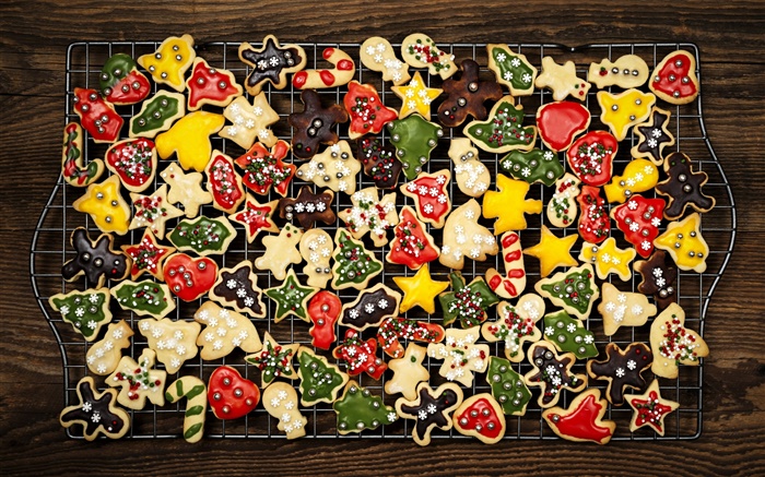 New Year, Merry Christmas, colorful cookies Wallpapers Pictures Photos Images