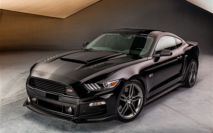 2015 Ford Mustang black car front view Wallpapers Pictures Photos Images
