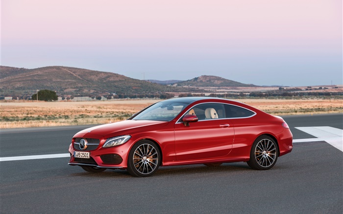 2015 Mercedes-Benz AMG C205 red car Wallpapers Pictures Photos Images