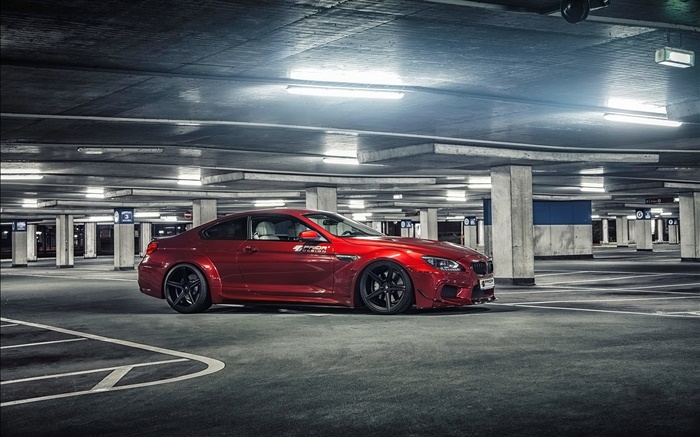 BMW M6 red color car at parking Wallpapers Pictures Photos Images