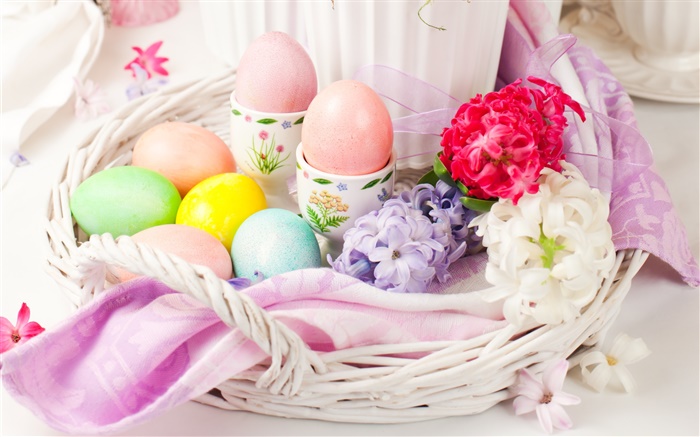 Easter eggs, flowers, spring, decoration Wallpapers Pictures Photos Images