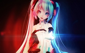 Hatsune Miku, music girl, smile, anime HD wallpaper