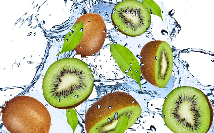 Kiwi, fruit, water drops Wallpapers Pictures Photos Images