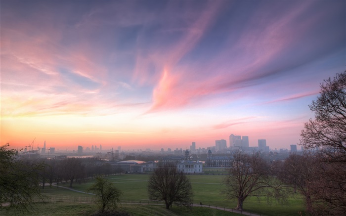 London, England, Greenwich park, houses, dawn Wallpapers Pictures Photos Images