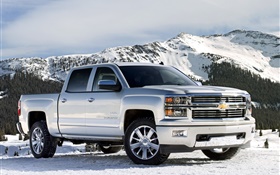 Chevrolet jeep, pickup, snow, mountains