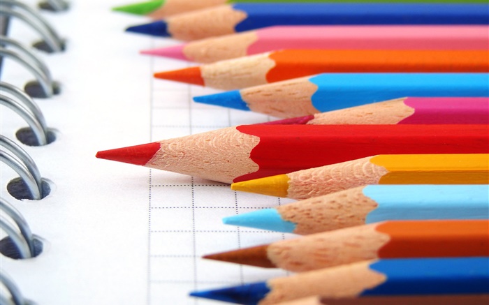 Colorful pencils, notebook Wallpapers Pictures Photos Images
