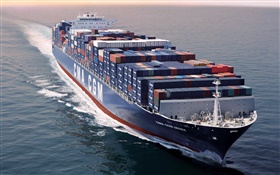 Container ship, sea HD wallpaper