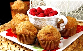 Cupcake, cup, raspberry, sweet food HD wallpaper