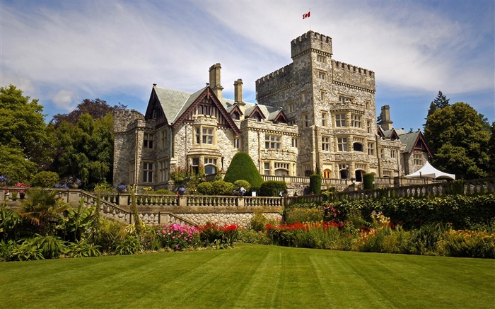 Hatley Castle, Canada, house, park, flowers, lawn Wallpapers Pictures Photos Images