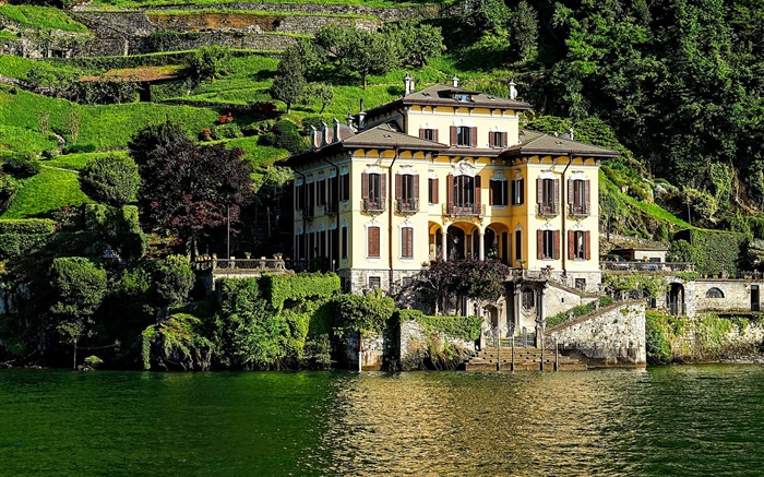 Italy, Como lake, house, villa, hillside Wallpapers Pictures Photos Images