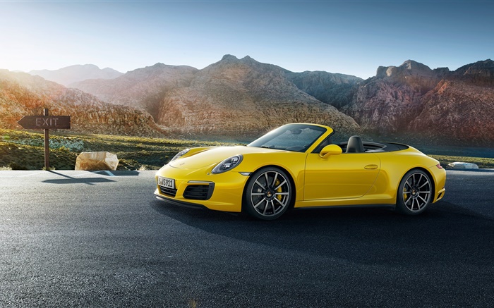 Porsche 911 Carrera yellow supercar Wallpapers Pictures Photos Images