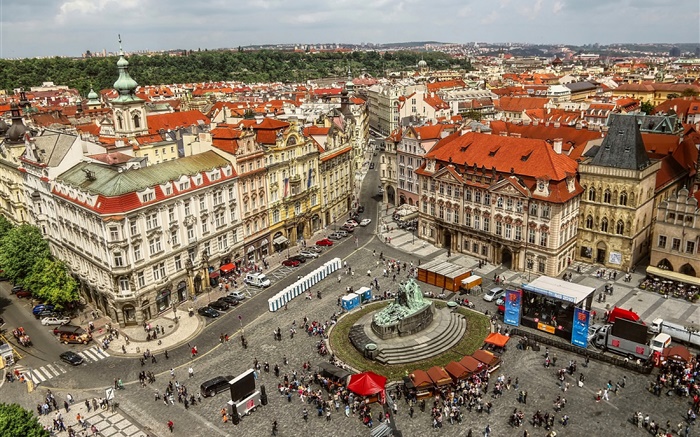 Prague, Old Town Square, city, houses, street, people Wallpapers Pictures Photos Images
