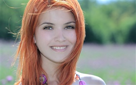 Redhead girl, portrait, smile HD wallpaper