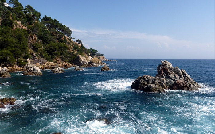 Spain, sea, coast, rocks, nature scenery Wallpapers Pictures Photos Images