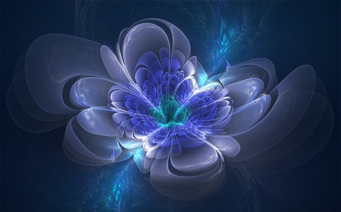 3D drawing, blue flower, glow, abstract Wallpapers Pictures Photos Images